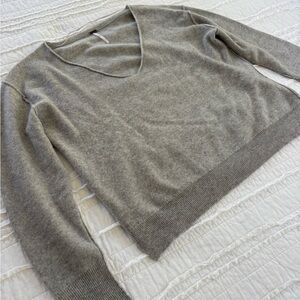 Free People Lightweight Cashmere Gray V-Neck Sweater